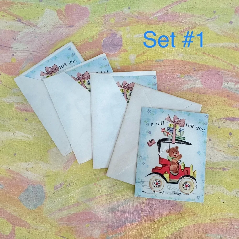 Vintage Mini Greeting Cards (3 sets avail.) SLIDE THROUGH TO SEE ALL UNIQUE SETS